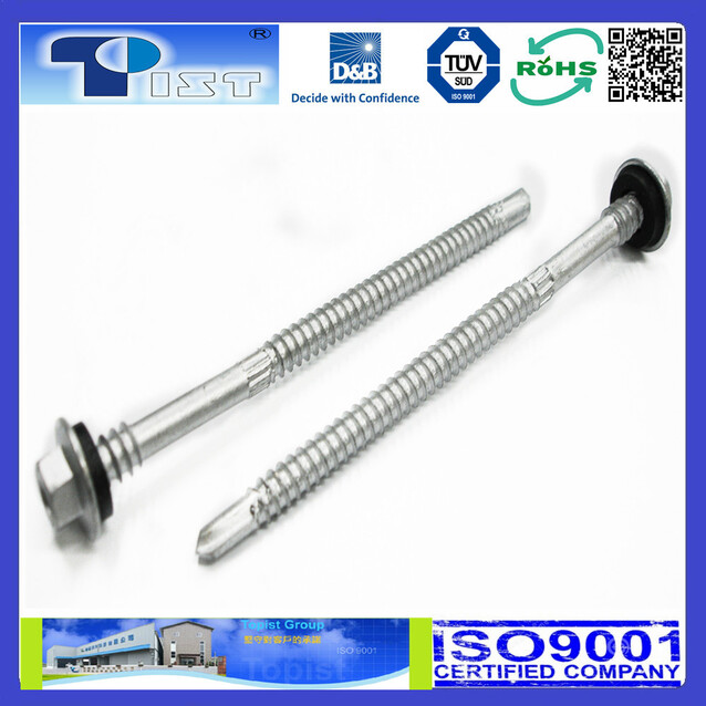Hex Flange Washer Head, Double Thread With Shank Guard, Self Drilling Screw, Ruspert, With Black EPD