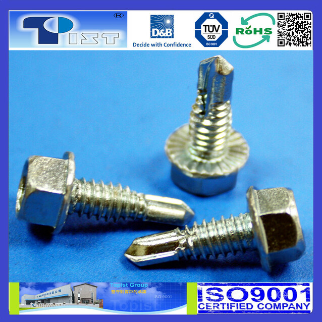 Hex Washer Head, With Serration Under Head, Self Drilling Screw, Zine Plated